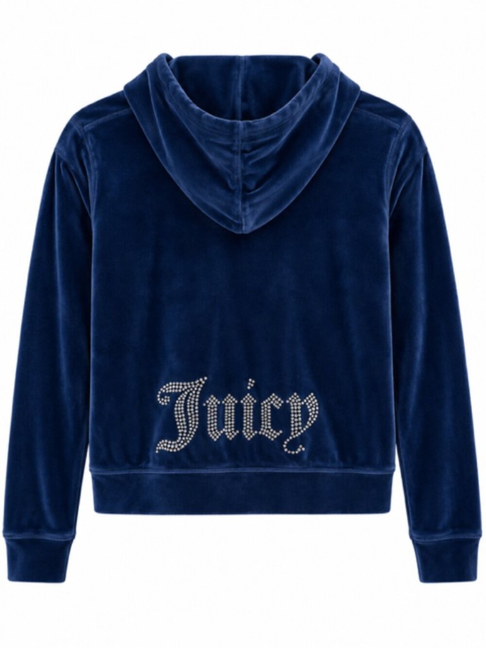 Juicy Couture Velour Hoodie XL Navy Rhinestone Logo Y2K McBling